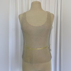 Elegant Silver Mesh Women's Top